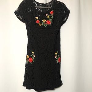 Black lace mini dress